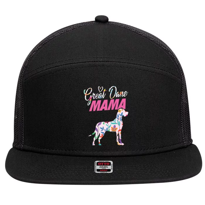 Great Dane Mom Mama Grandma Dog Lover I Great Dane 7 Panel Mesh Trucker Snapback Hat