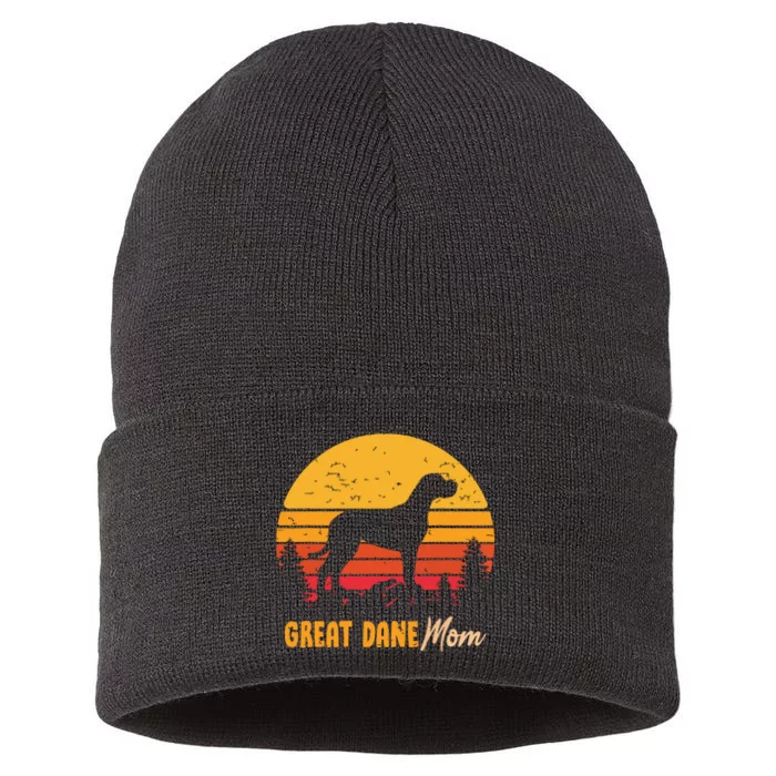 Great Dane Mom Mama Vintage Retro Dog Women Sustainable Knit Beanie