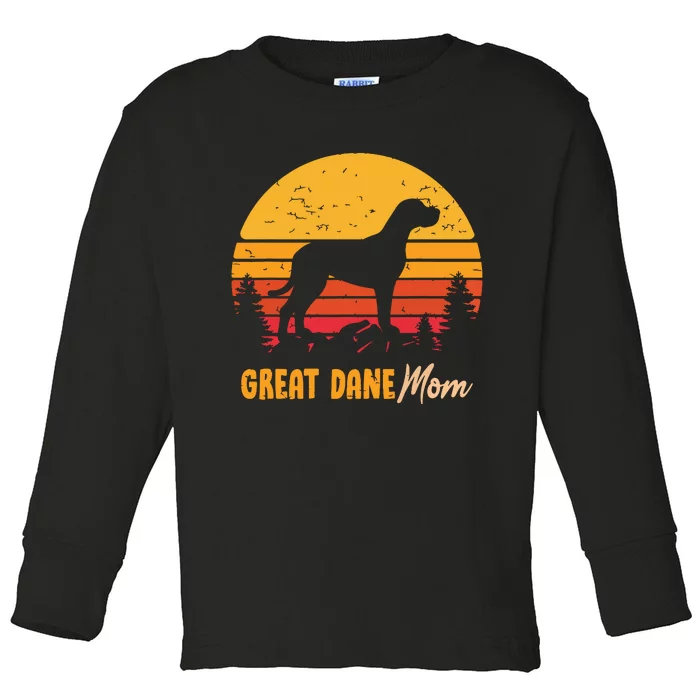 Great Dane Mom Mama Vintage Retro Dog Women Toddler Long Sleeve Shirt