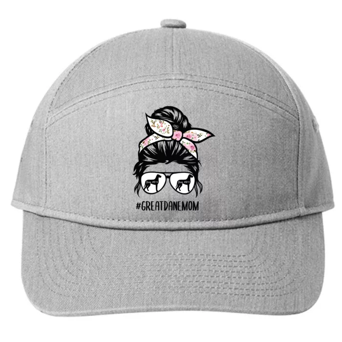 Great Dane Mom Messy Bun Hair Glasses 7-Panel Snapback Hat