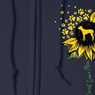 Great Dane Mom Sunflower Great Dane Lover Gifts Dog Mom Mama Full Zip Hoodie