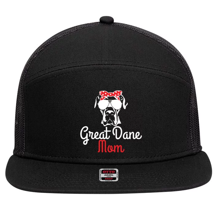 Great Dane Mom Vintage Funny Cute Dog Great Dane Mama 7 Panel Mesh Trucker Snapback Hat