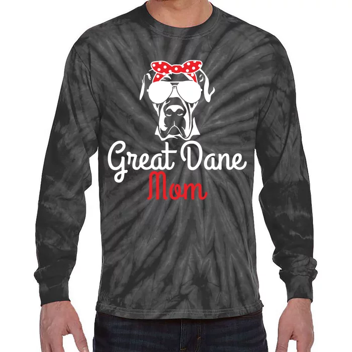 Great Dane Mom Vintage Funny Cute Dog Great Dane Mama Tie-Dye Long Sleeve Shirt