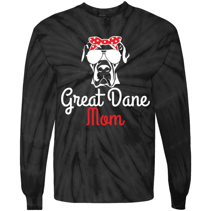 Great Dane Mom Vintage Funny Cute Dog Great Dane Mama Tie-Dye Long Sleeve Shirt