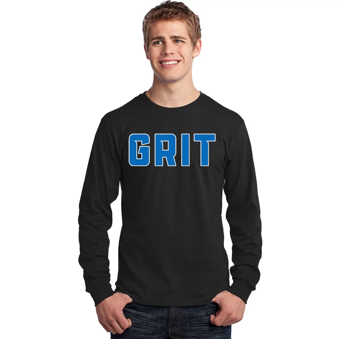 Grit Detroit Michigan Blue And White Long Sleeve Shirt