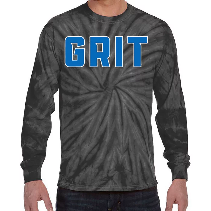 Grit Detroit Michigan Blue And White Tie-Dye Long Sleeve Shirt