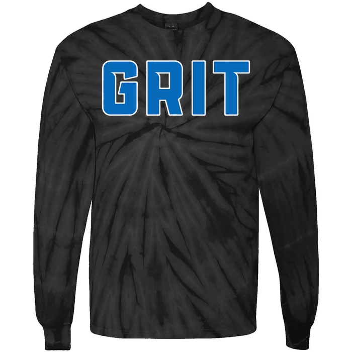 Grit Detroit Michigan Blue And White Tie-Dye Long Sleeve Shirt