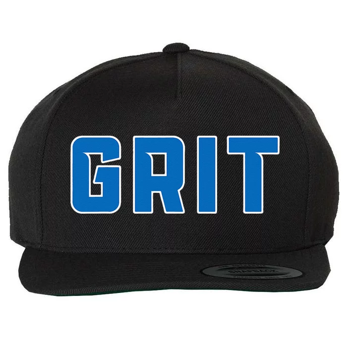 Grit Detroit Michigan Blue And White Wool Snapback Cap