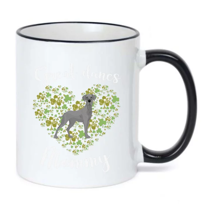 Great Danes Mommy Irish Shamrock Heart Funny St Patricks Day Black Color Changing Mug