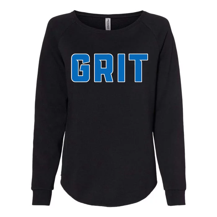 Grit Detroit Michigan Blue And White Womens California Wash Sweatshirt