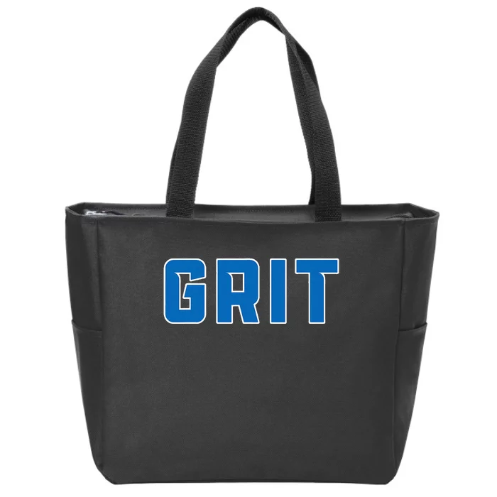 Grit Detroit Michigan Blue And White Zip Tote Bag