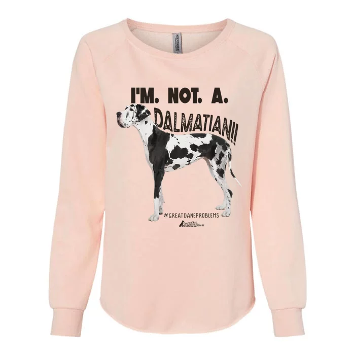 Great Dane Not a Dalmatian Harlequin Dane Funny Dog Womens California Wash Sweatshirt