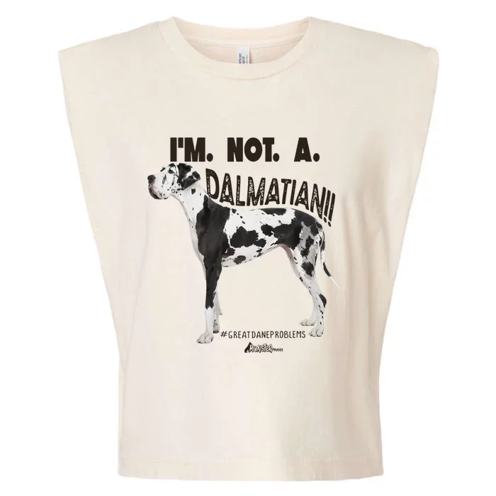 Great Dane Not a Dalmatian Harlequin Dane Funny Dog Garment-Dyed Women's Muscle Tee