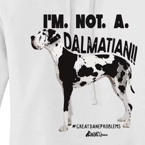 Great Dane Not A Dalmatian Harlequin Dane Funny Dog Women's Pullover Hoodie