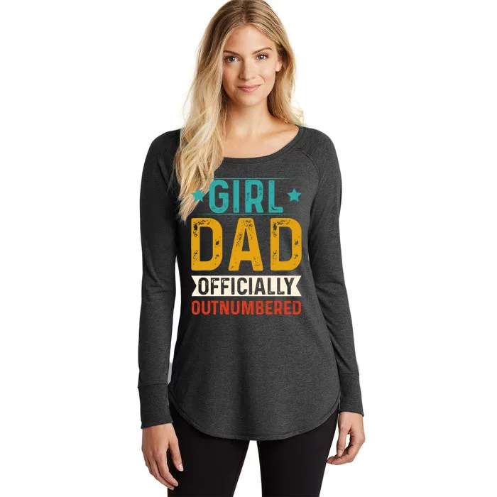 Girl Dad Outnumbered Proud FatherS Day Unique Gift Idea Women's Perfect Tri Tunic Long Sleeve Shirt