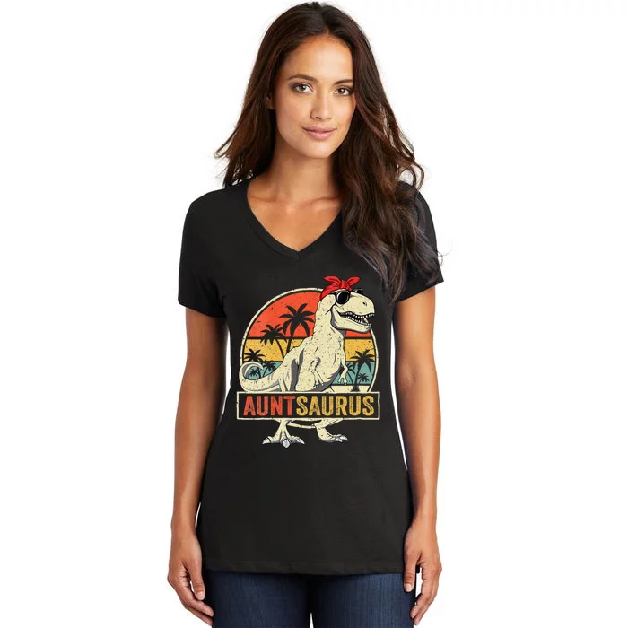 Granny Dinosaur Of The Birthday Matching Family Vneck Women's V-Neck T-Shirt