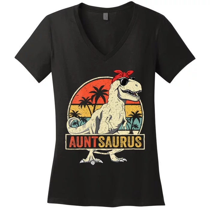 Granny Dinosaur Of The Birthday Matching Family Vneck Women's V-Neck T-Shirt