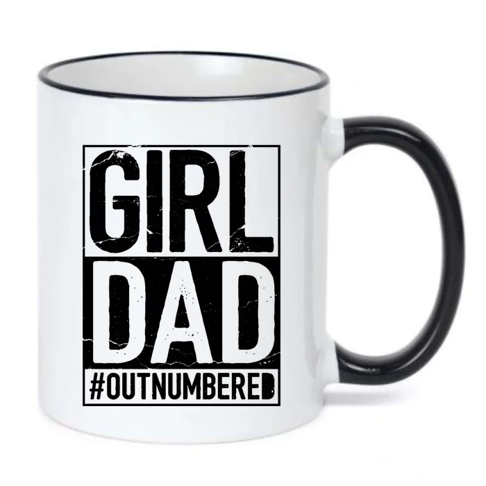 Girl Dad Outnumbered Gift Fathers Day From Wife Daughter Great Gift Black Color Changing Mug