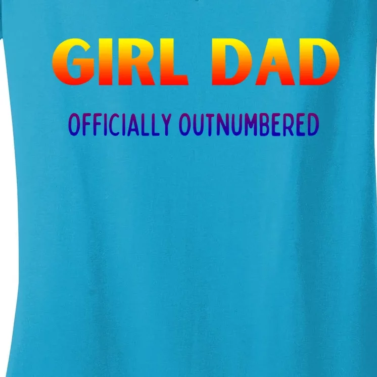 Girl Dad Officially Outnumbered Gift Women's V-Neck T-Shirt