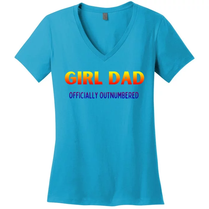 Girl Dad Officially Outnumbered Gift Women's V-Neck T-Shirt