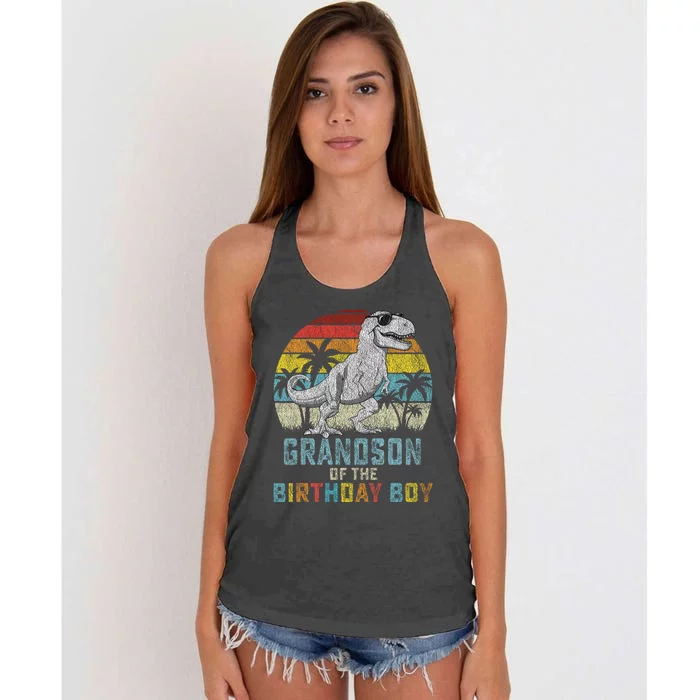 Grandson Dinosaur Of The Birthday Matching Family Women's Knotted Racerback Tank