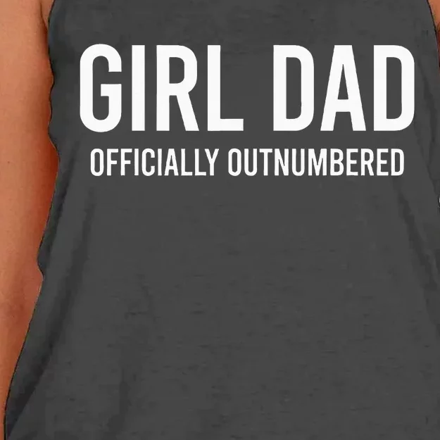 Girl Dad Officially Outnumbered Funny Women's Knotted Racerback Tank