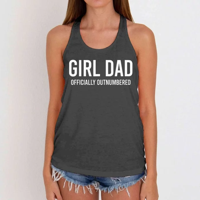 Girl Dad Officially Outnumbered Funny Women's Knotted Racerback Tank