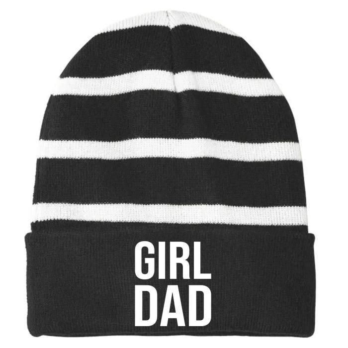 Girl Dad Pocket Print Daddy Papa Father's Day Striped Beanie with Solid Band