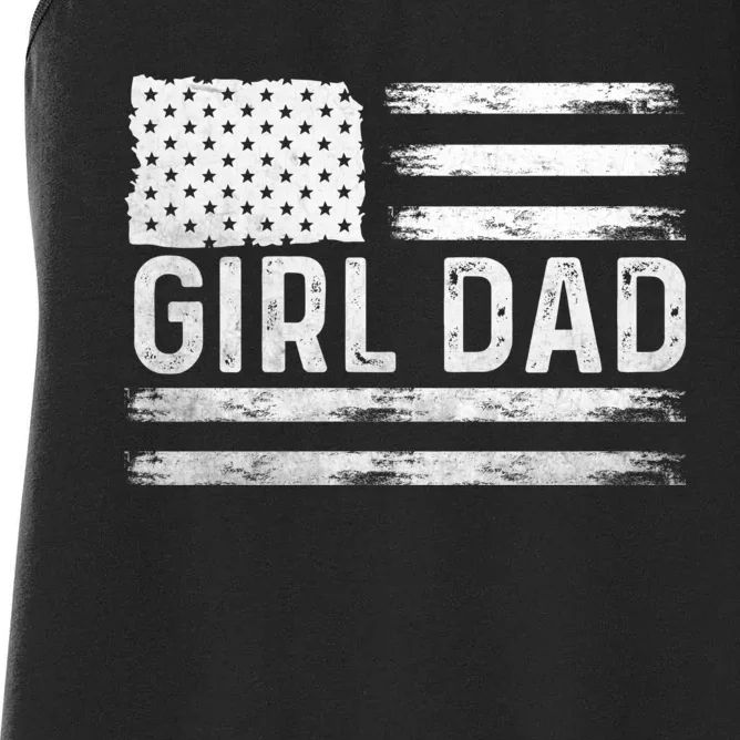 Girl Dad Proud FatherS Day Distressed Flag Apparel Women's Racerback Tank