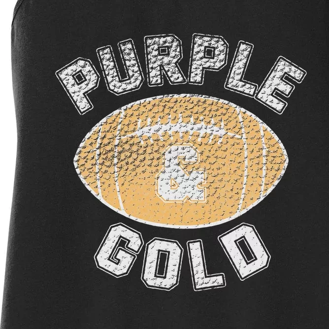 Game Day Purple And Gold Football Group High School Women's Racerback Tank