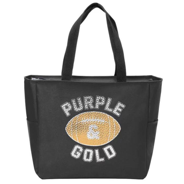 Game Day Purple And Gold Football Group High School Zip Tote Bag