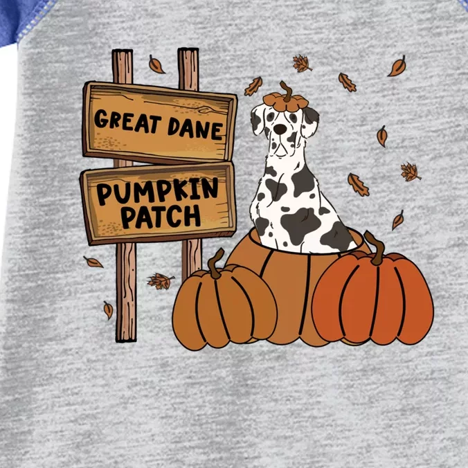 Great Dane Pumpkin Patch Dog Lovers Thanksgiving Halloween Gift Infant Baby Jersey Bodysuit