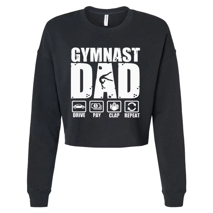 Gymnast Dad Proud Gymnastics Father Humor Cropped Pullover Crew