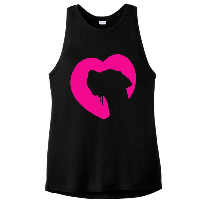 Great Dane Profile Heart Pink Ladies Tri-Blend Wicking Tank