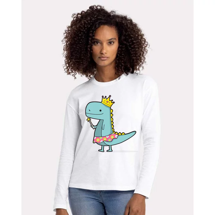 Girl Dinosaur Princess Art Womens Cotton Relaxed Long Sleeve T-Shirt