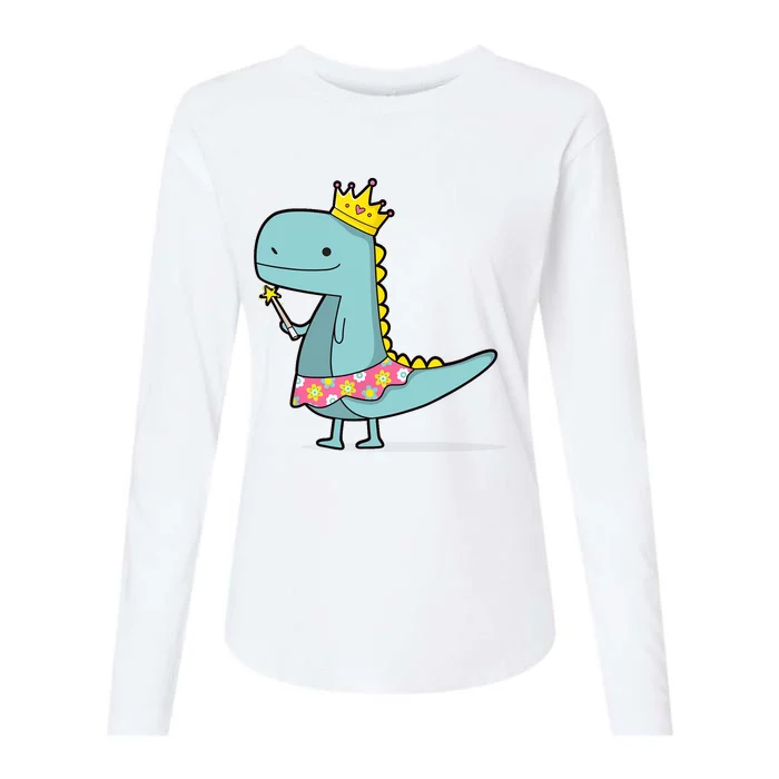 Girl Dinosaur Princess Art Womens Cotton Relaxed Long Sleeve T-Shirt