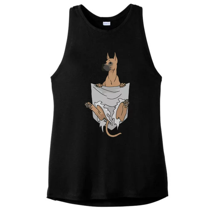 Great Dane Pocket Funny Great Dane Ladies Tri-Blend Wicking Tank