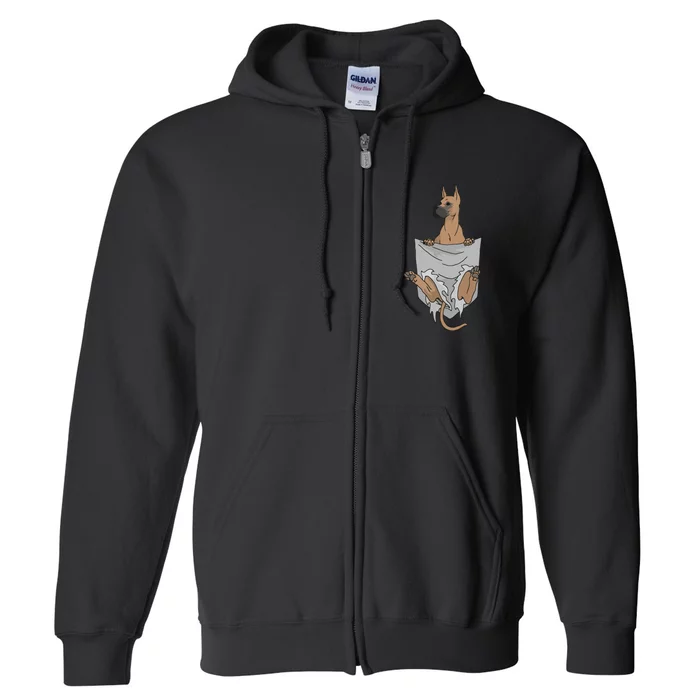 Great Dane Pocket Funny Great Dane Full Zip Hoodie