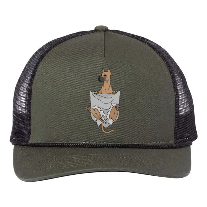 Great Dane Pocket Funny Great Dane Retro Rope Trucker Hat Cap