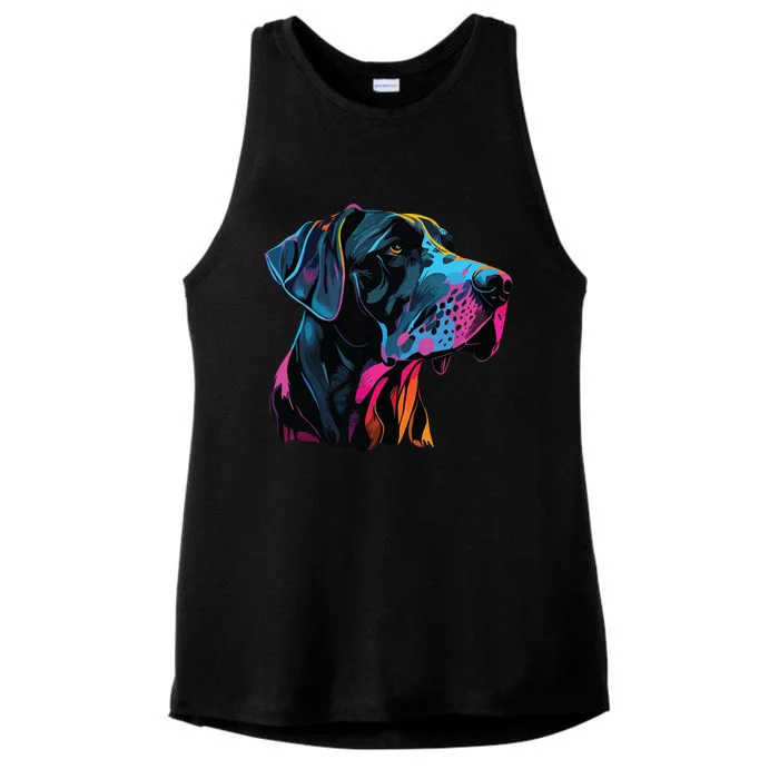 Great Dane Pop Art Great Dane Lovers Ladies Tri-Blend Wicking Tank