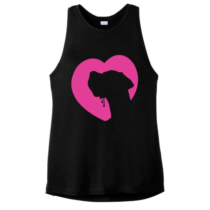 Great Dane Profile Heart Pink Ladies Tri-Blend Wicking Tank