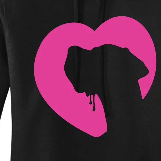 Great Dane Profile Heart Pink Women's Pullover Hoodie