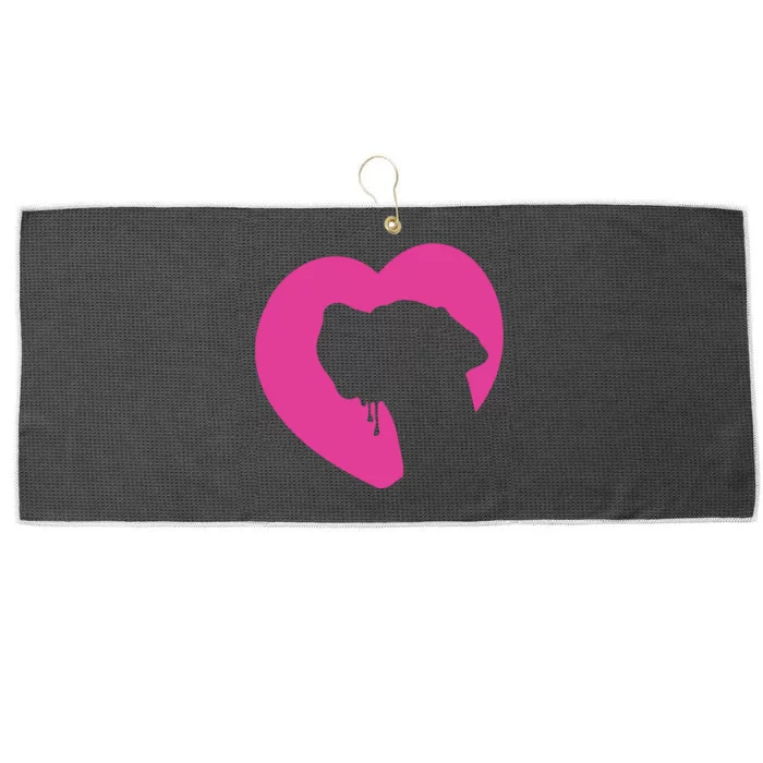 Great Dane Profile Heart Pink Large Microfiber Waffle Golf Towel