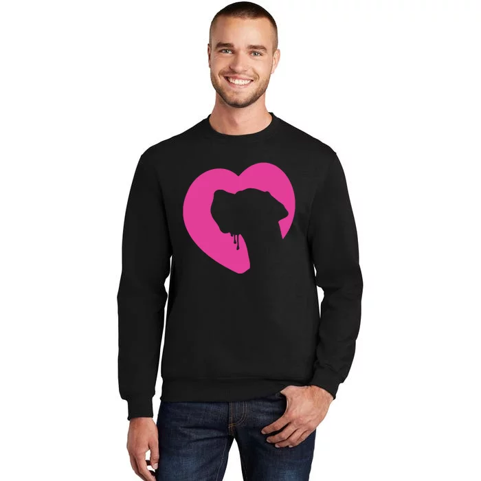 Great Dane Profile Heart Pink Tall Sweatshirt