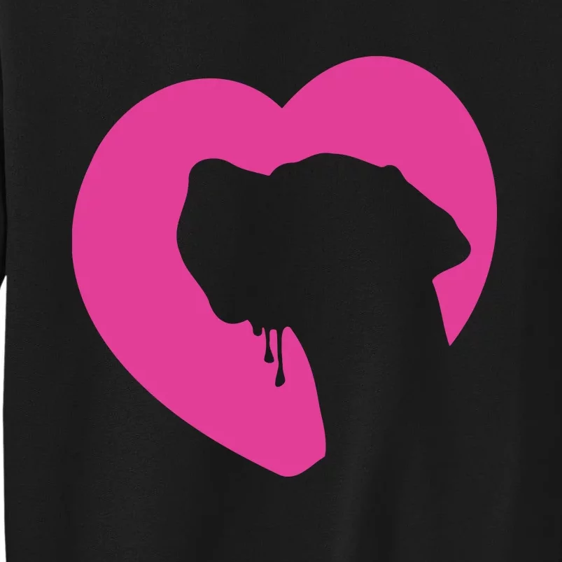 Great Dane Profile Heart Pink Tall Sweatshirt