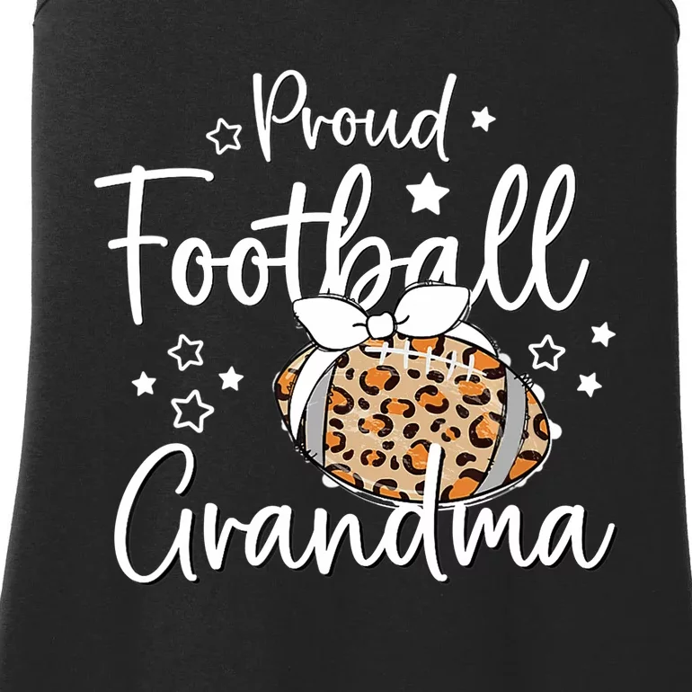 Game Day Proud Football Grandma Leopard Spirit T Tee Design Ladies Essential Tank