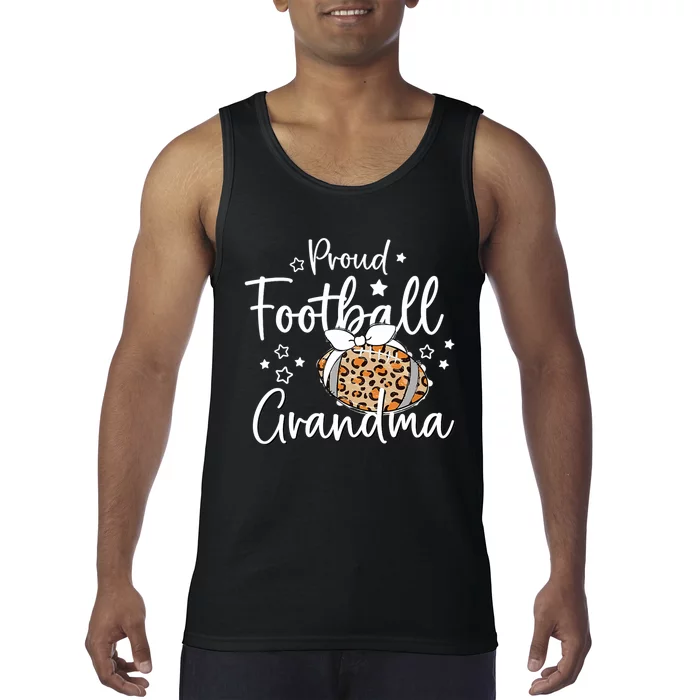 Game Day Proud Football Grandma Leopard Spirit T Tee Design Tank Top