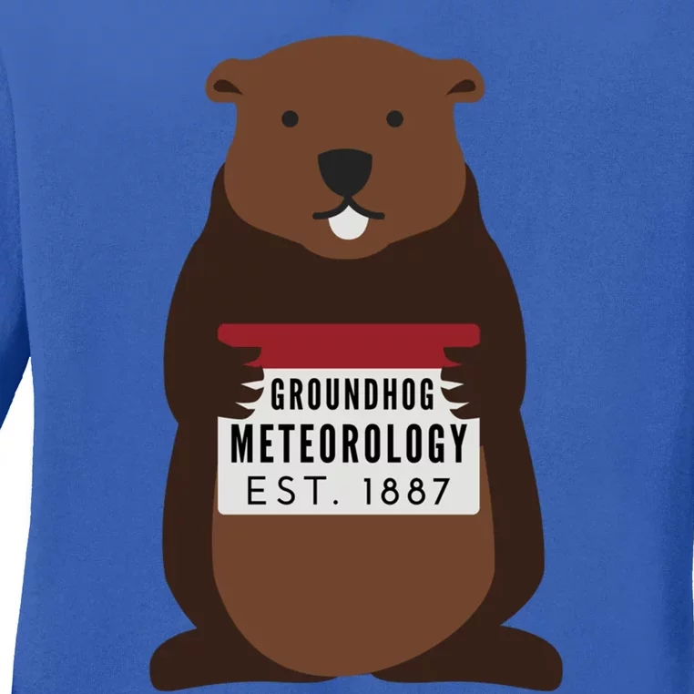 Groundhog Day Punxsutawney Phil Meteorologist Meteorology Gift Ladies Long Sleeve Shirt