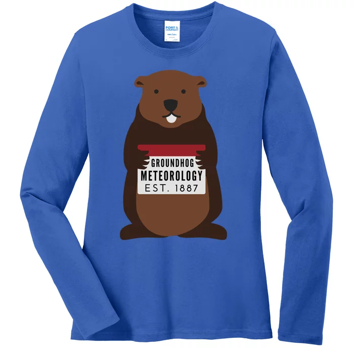 Groundhog Day Punxsutawney Phil Meteorologist Meteorology Gift Ladies Long Sleeve Shirt