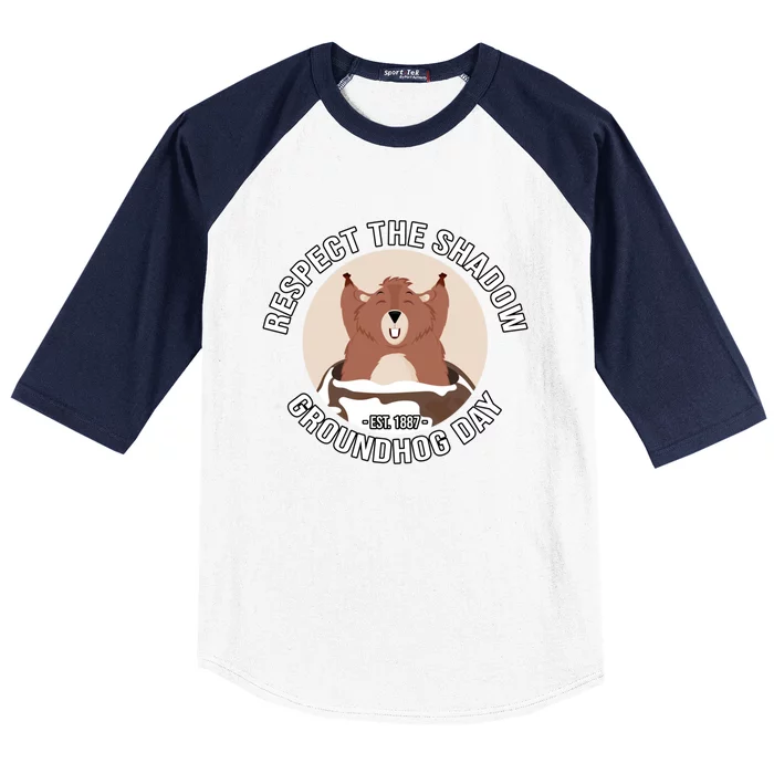 Groundhog Day Respect The Shadow Teens Great Gift Baseball Sleeve Shirt